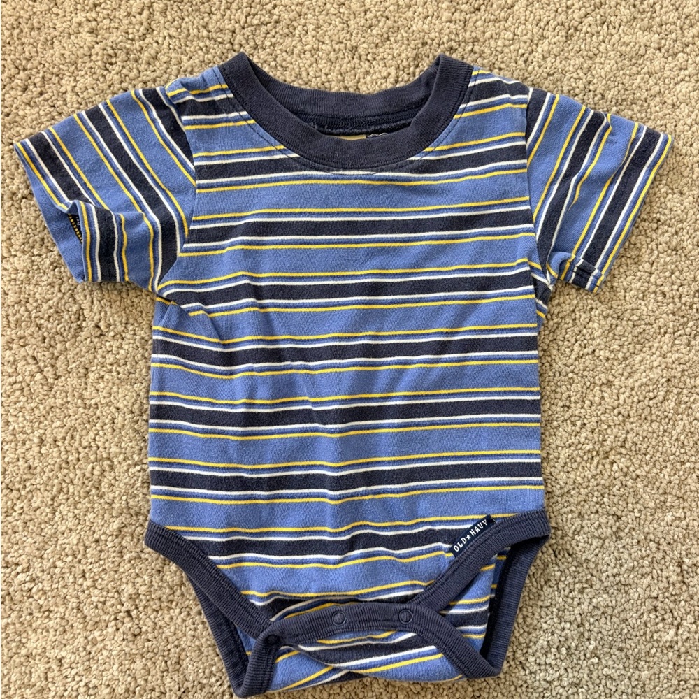 Vintage Old Navy Blue and Yellow Striped Bodysuit